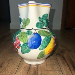 Chechoslovakia Hand Painted Pitcher / Fruit Pattern Design / 8"